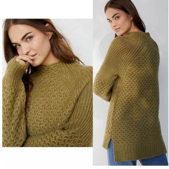 Anthropologie Sweater Bia Mock Neck Tunic Alpaca Blend Medium Balloon Sleeves - Picture 2 of 12